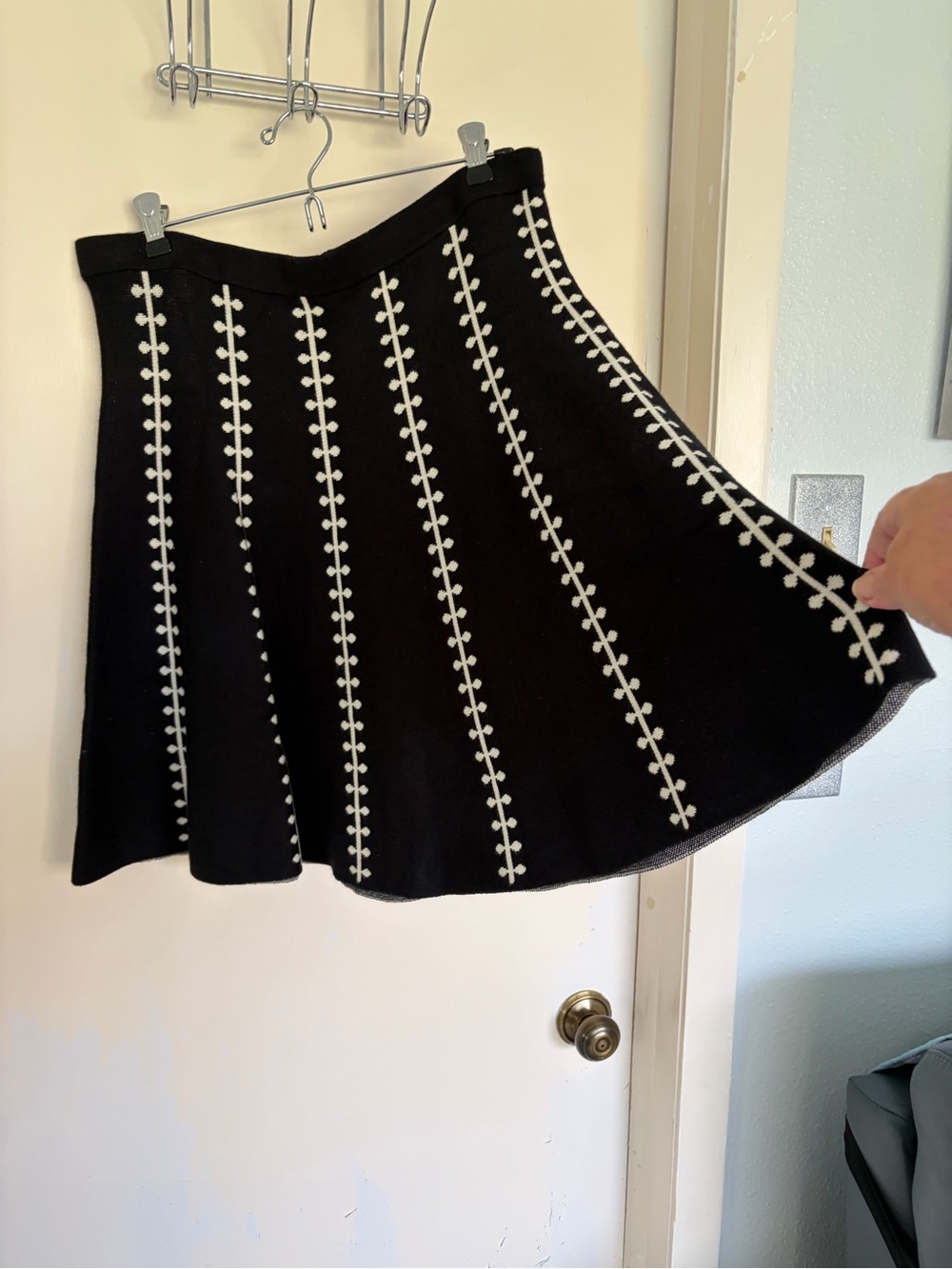 Olivia & Grace Black knit Mini Skirt with White Contrast Stitching